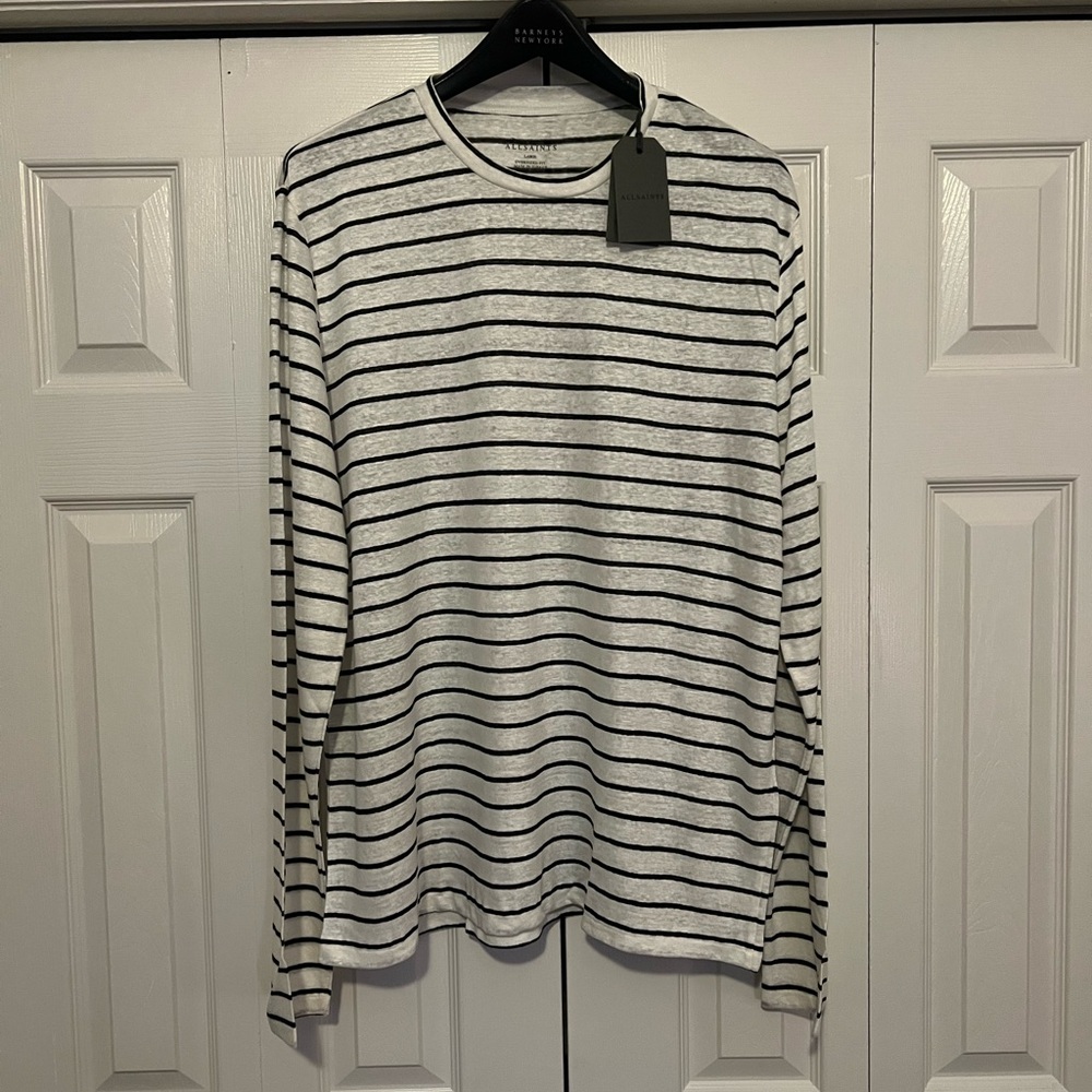 Allsaints men’s oversized 100% linen shirt.